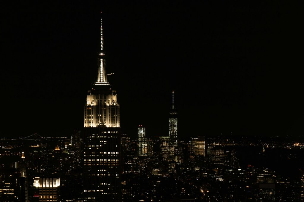 Empire State Building lit up at night